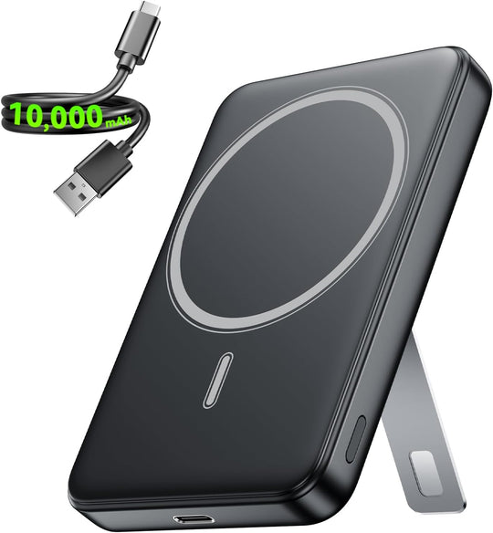 For Magsafe Portable Charger,10000Mah Wireless Magnetic Power Bank with USB C Charging and Stand, Travel Essential for Magsafe Battery Pack Compatible with Iphone 17/Air/16/15/14/13/12 Series