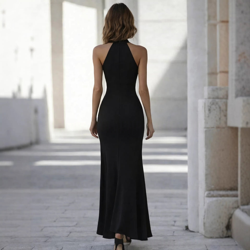 Womens Fashion Hollow-Out Casual Halter Dress