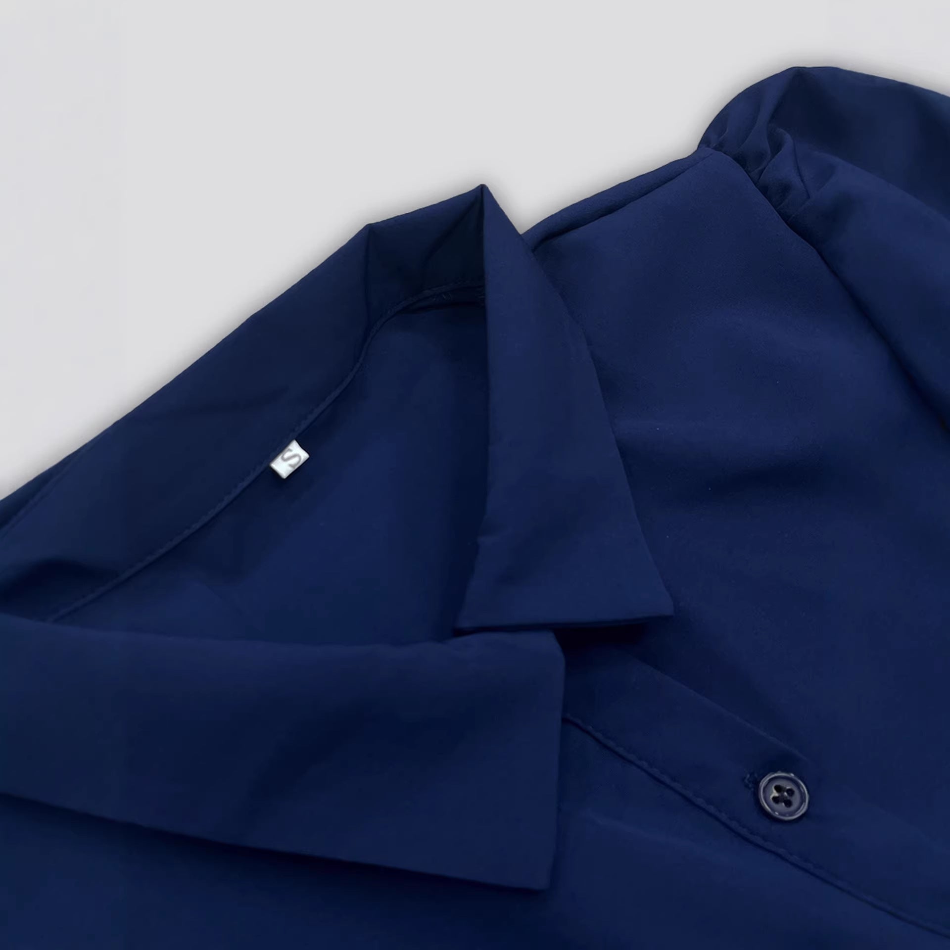 Solid-color Front-buttoned Belted Short-sleeve Shirt Dress