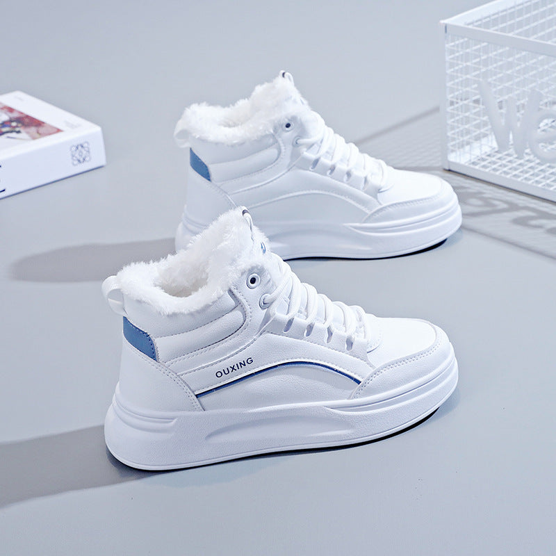 Fleece-lined High-top Insulated Casual Cotton Shoes