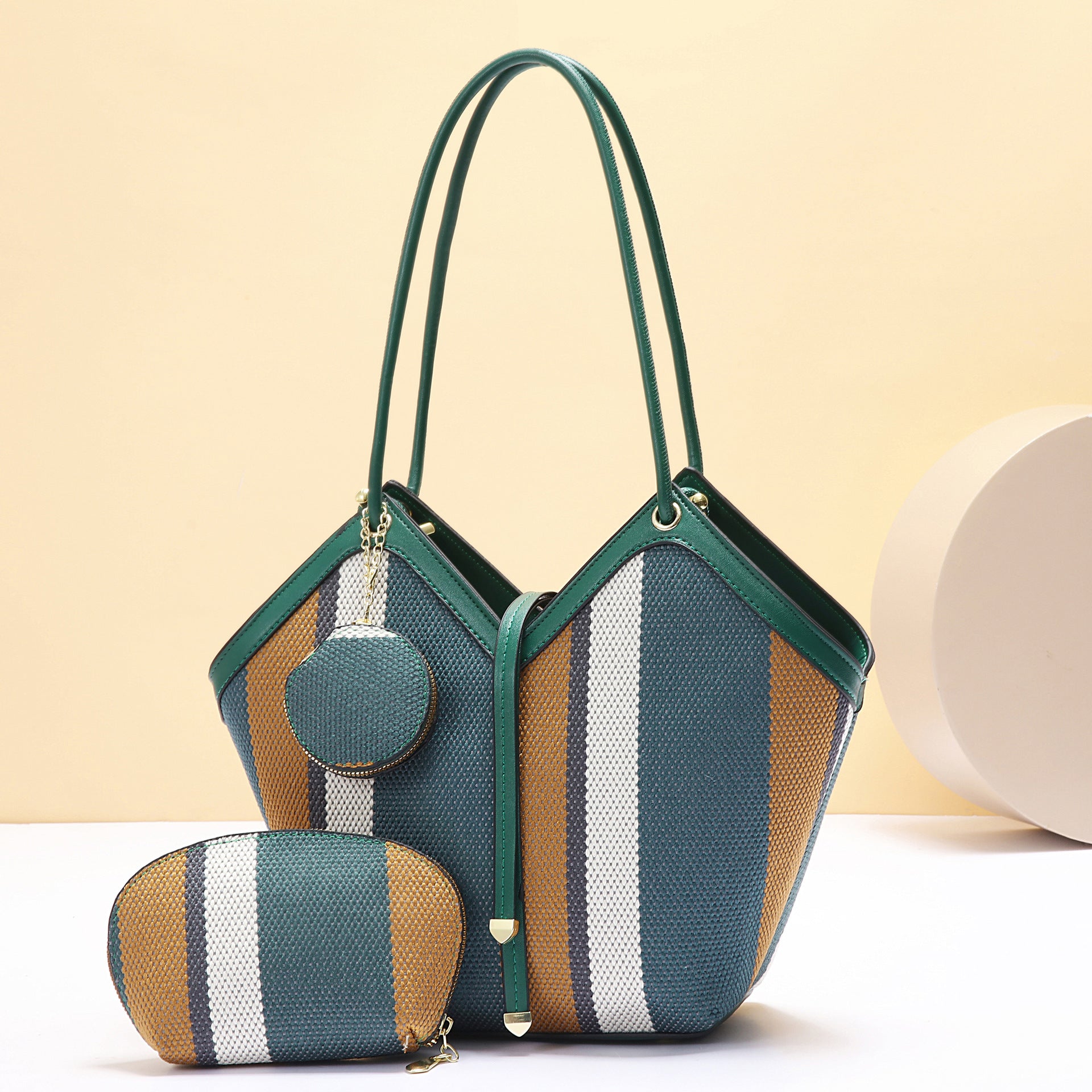 Stylish High-capacity Tote Bag With A Trendy Color-block Design