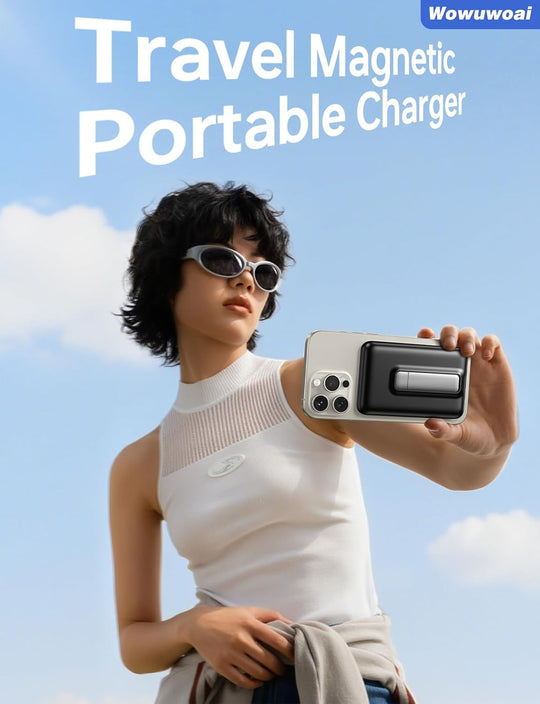 For Magsafe Portable Charger,10000Mah Wireless Magnetic Power Bank with USB C Charging and Stand, Travel Essential for Magsafe Battery Pack Compatible with Iphone 17/Air/16/15/14/13/12 Series